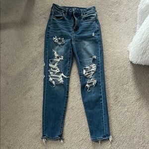 Distressed Blue Jeans